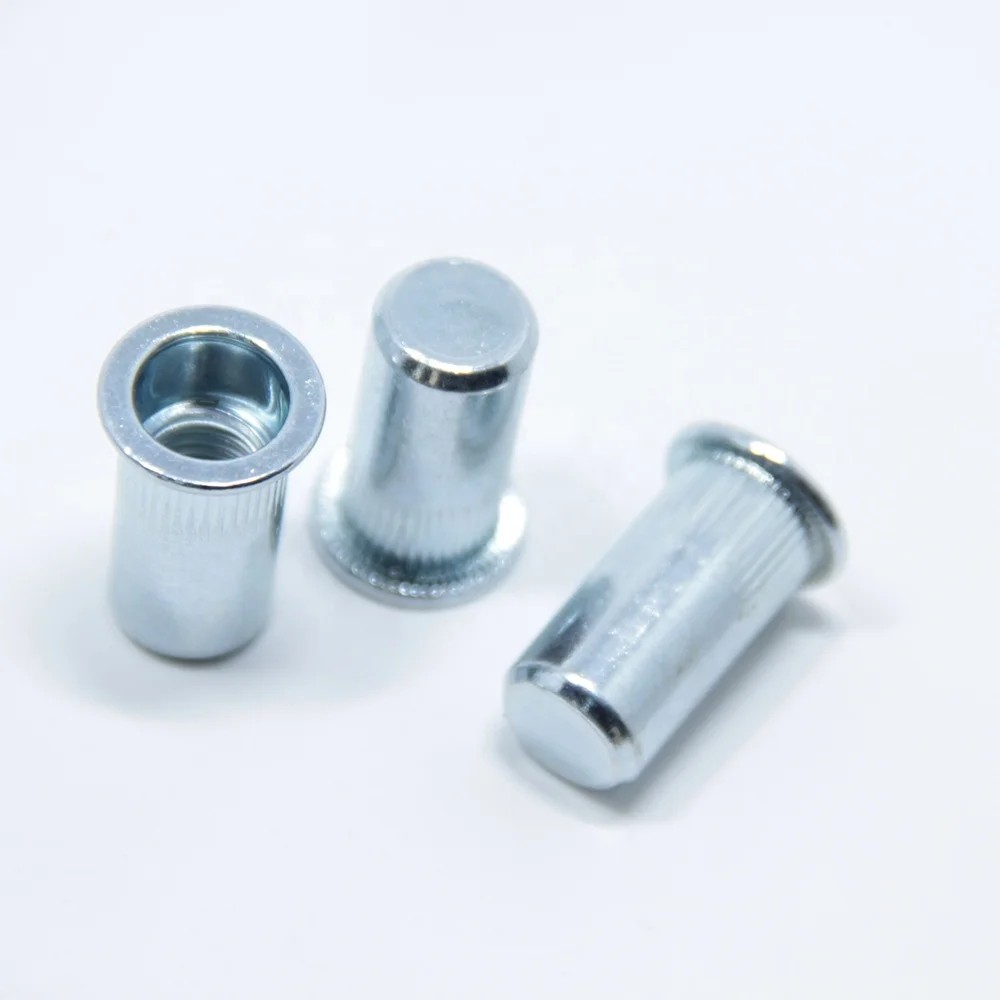 Carbon Steel With Zinc Plating Flat Head Round Knurlead Body Closed End Blind Rivet Nuts