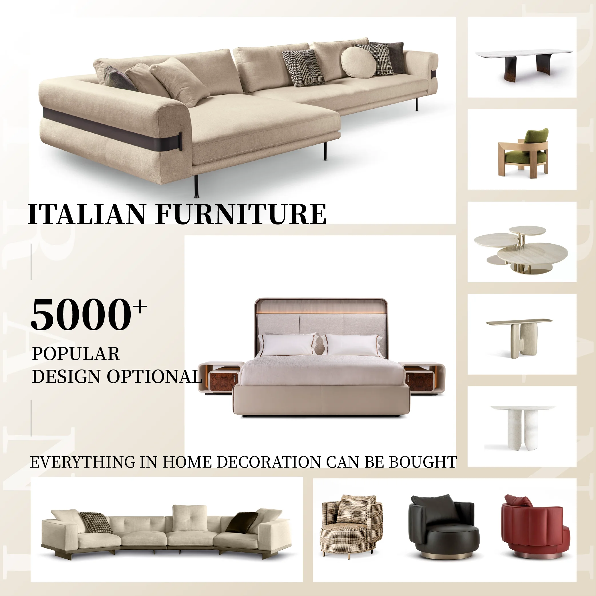 Foshan furniture Italian Luxury Modern L-Shaped Fabric Sofa High-End Combination for Villa Apartments