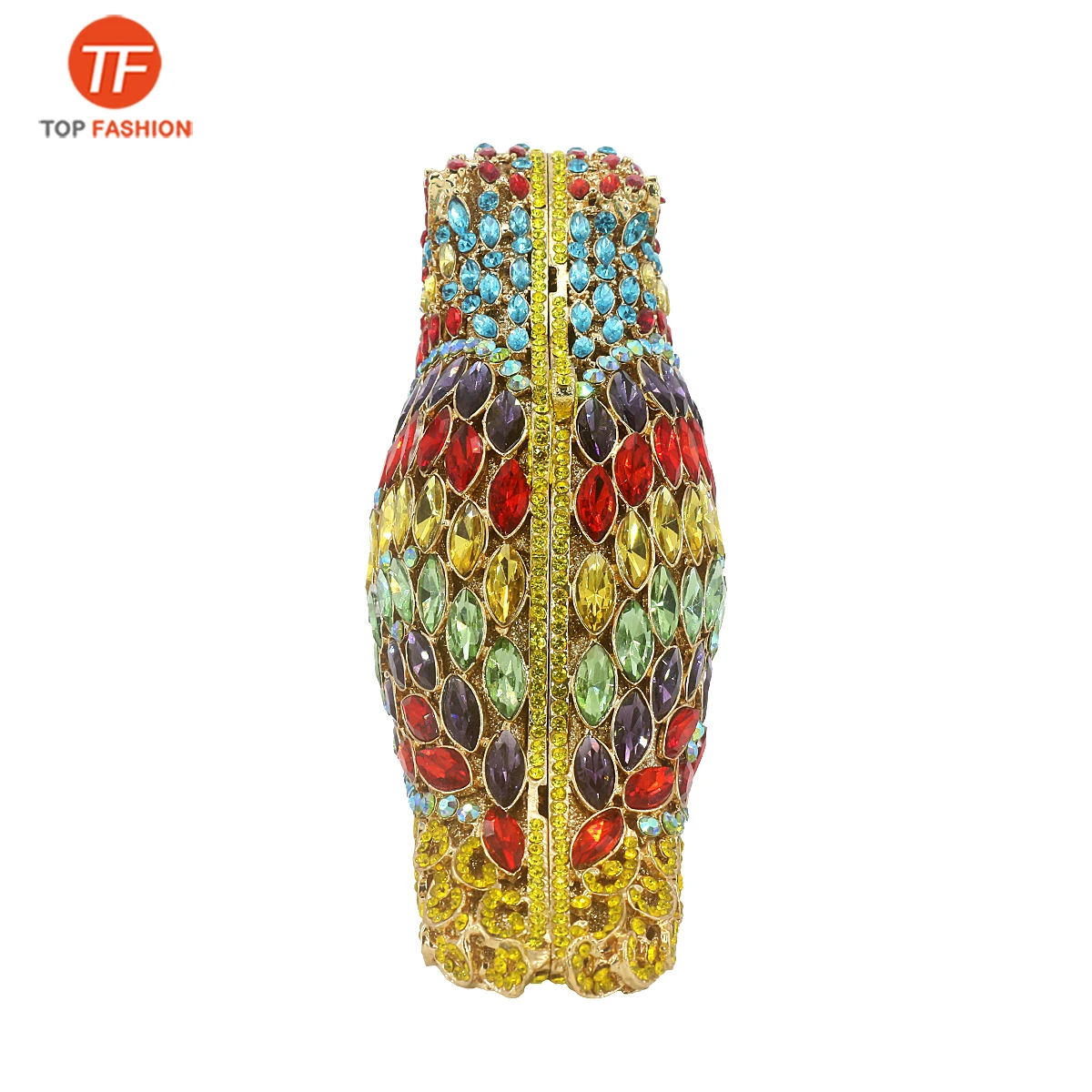 
Factory wholesales Parrot Evening Party Bag Colorful Diamonds Luxury crystal clutch bridal wedding party purse handbag 