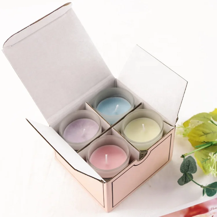 
Pink luxury set small rose translucent jar matte glass gift box soy scented candle 