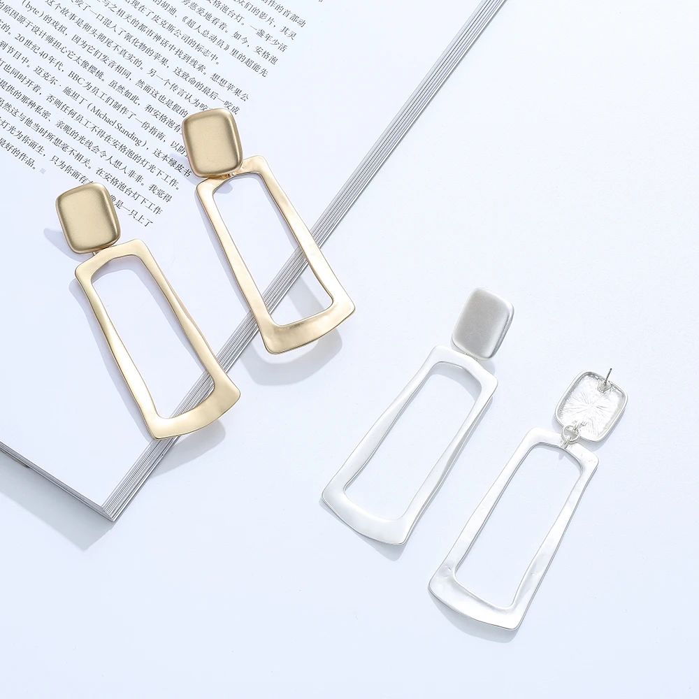TongLing Alloy Silver & 18K Gold Plated Earrings Square Hoop & Circle Ring Heart Shape Wedding Party Engagement Gift Women Girls