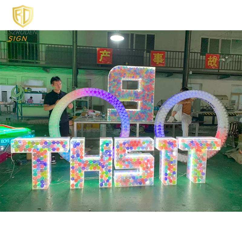3D Custom Display Big Large Acrylic Plastic Hollow 4ft 5ft Balloon Letters Number For Birthday Party Supplies