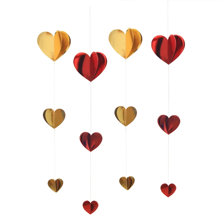 Баннер на День святого Валентина украшение годовщину свадьбу день рождения 3D Гирлянда с сердечками баннер