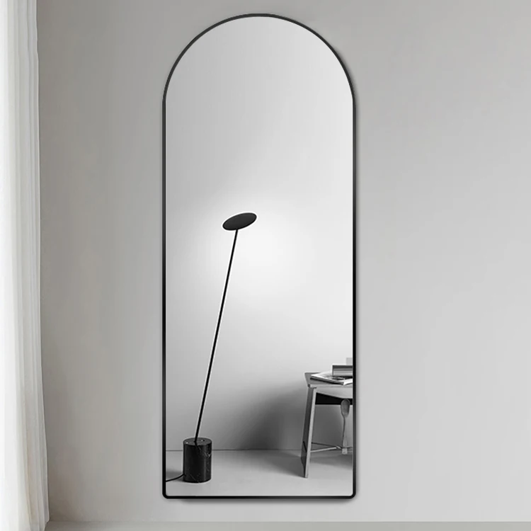 High quality gold and black metal framed large arch mirror full length decorative