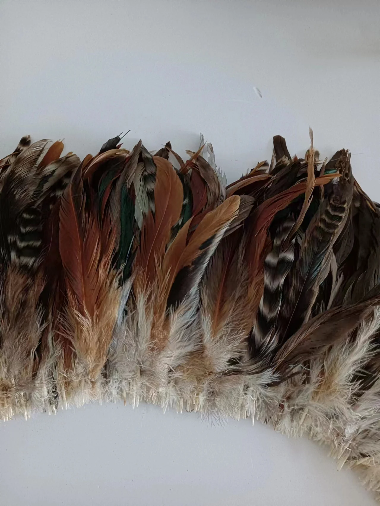 6-8' 15-20cm  rooster mixed bronze chinchilla tail Strung double stitched Rooster Feathers for hair extention,fly fishing tying
