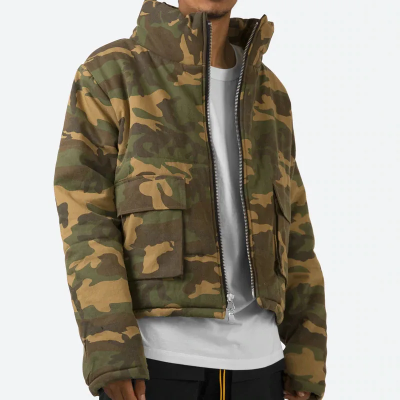 mens clothing streetwear winter jacket for men camoflouge printed zip up tactical puff jacket customized twill jacket