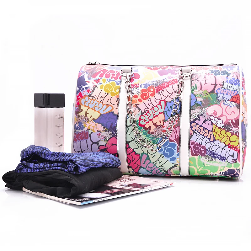 Китайский производитель, большая Женская дорожная сумка с выемкой, кожаная дорожная сумка с цепочкой, сумка для выходных