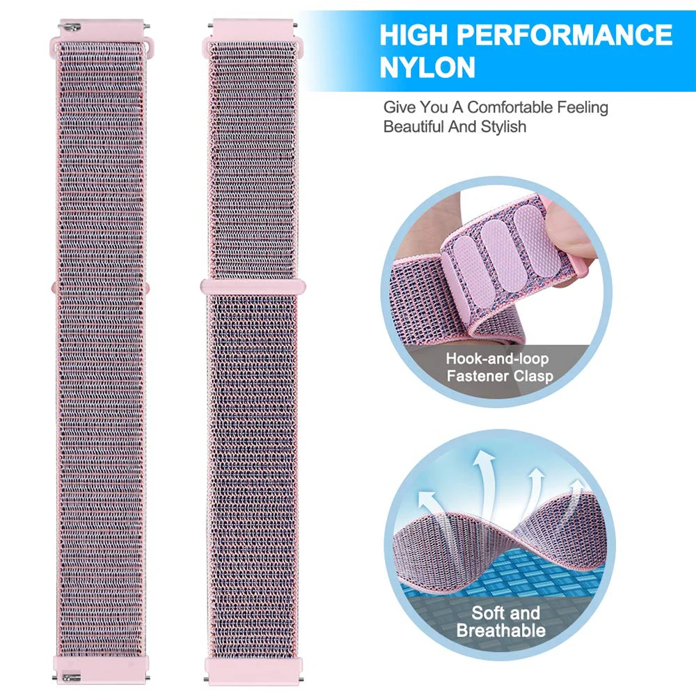 RYB  Hot selling 20mm 22mm classic Watch Band for Samsung galaxy watch 3 S4 41mm 45mm Sport nylon Strap  for HuaWei