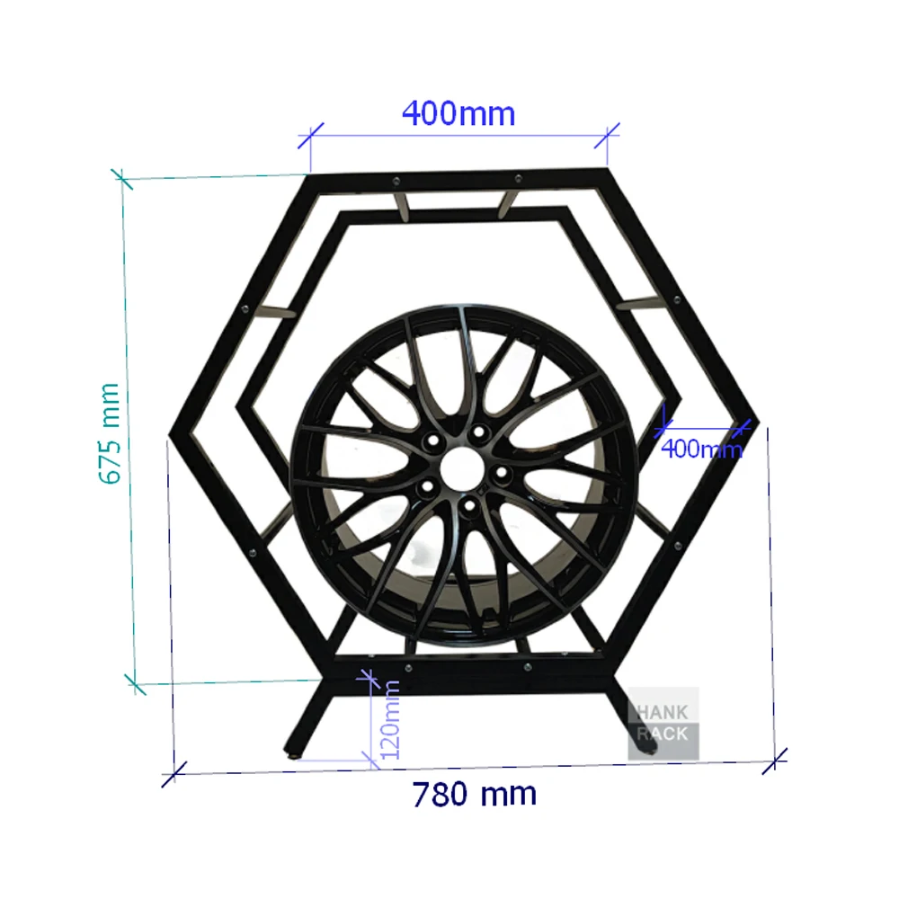 Car wheel display stand Ready to Ship Honeycomb Shape Hive Display Stand for Car Wheel Rims Hexagonal Wheel Rack