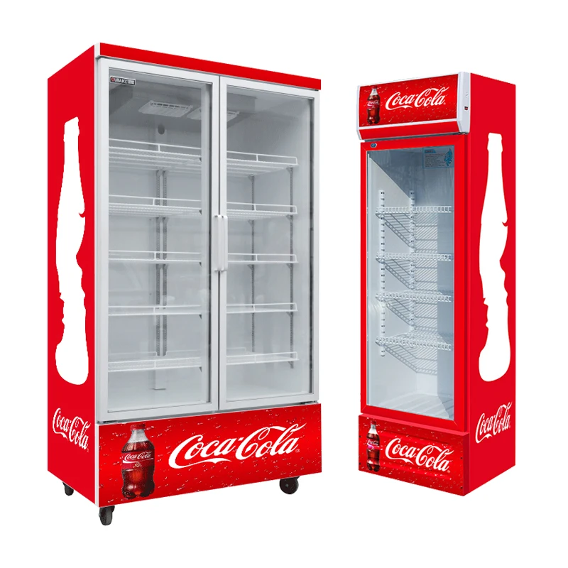Commercial Service Equipment Beer Standing Display Freezer Single/Double Glass Doors Beverage Chiller Showcase