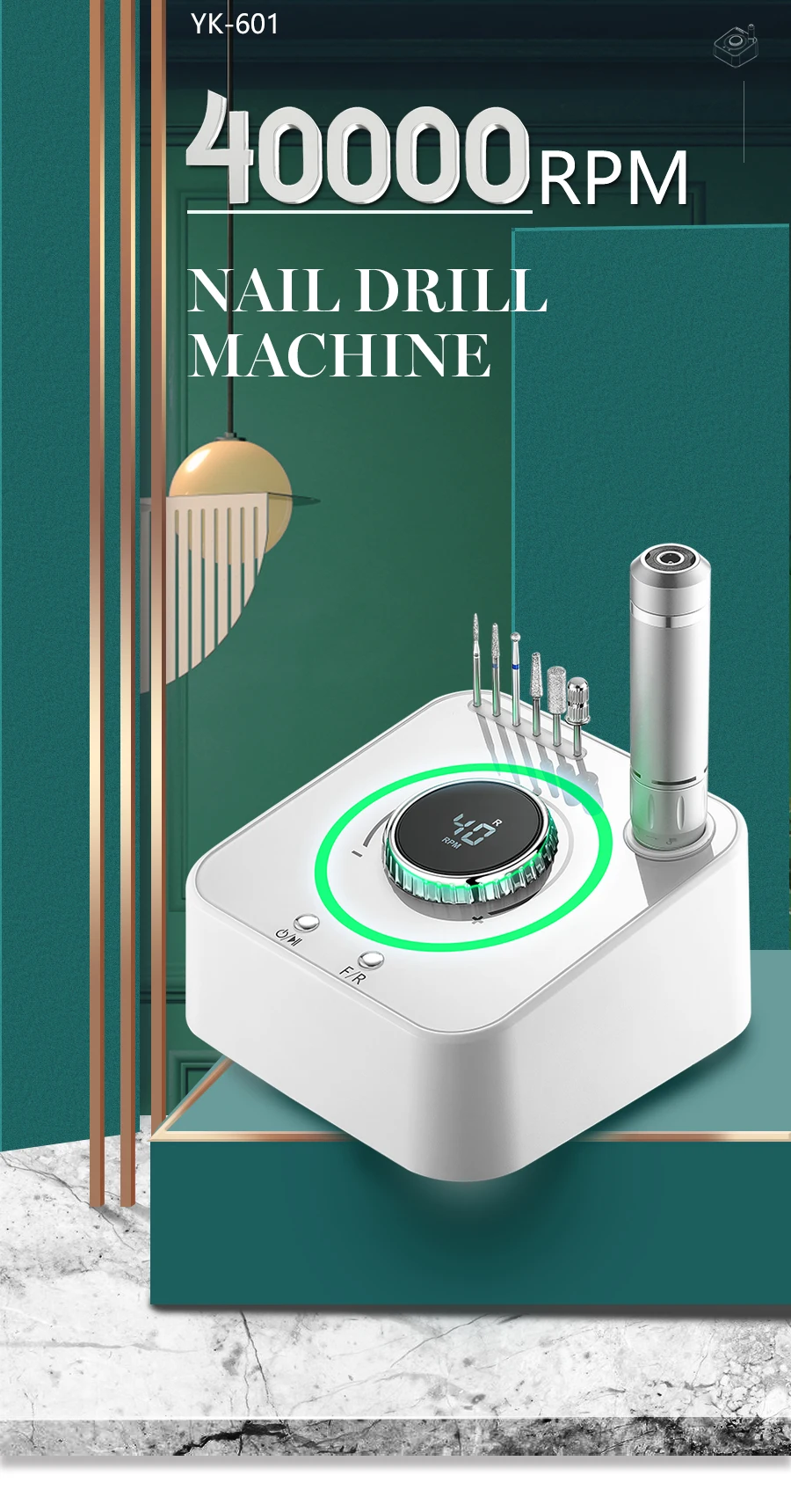 High Quality New Desktop 40000RPM Electric Manicure Drill Set Nail E File With Memory Funtion Nail Drill Machine