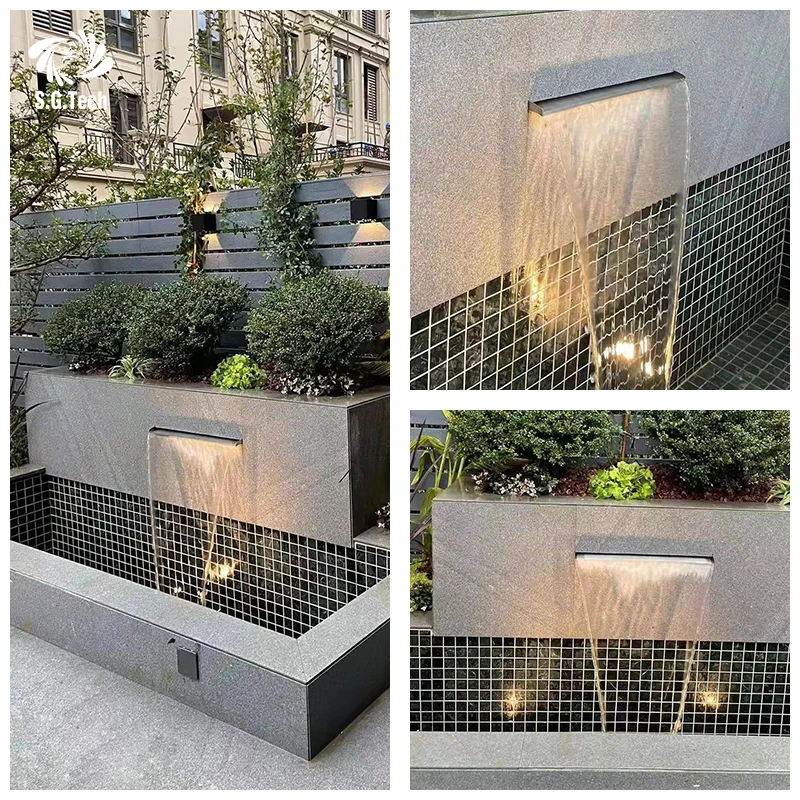 High Quality ABS Water Cascade Waterfall Curtain Customized With LED Light Acrylic Pool Waterfall