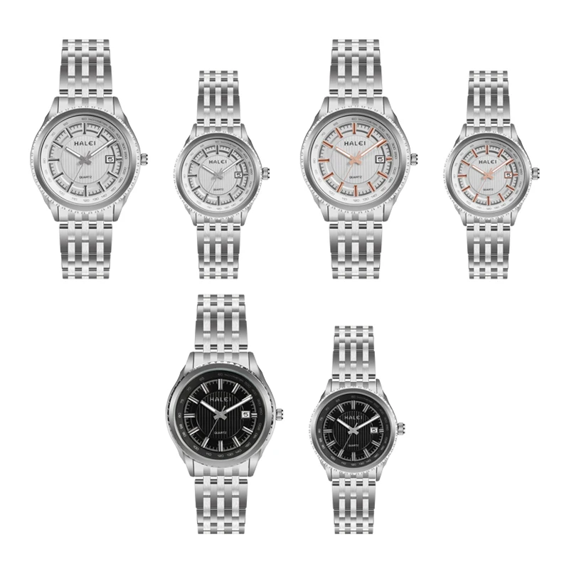 Dropshipping HALEI mens luxury watch brands fashion classic stainless steel water proof 3bar quartz mens watch