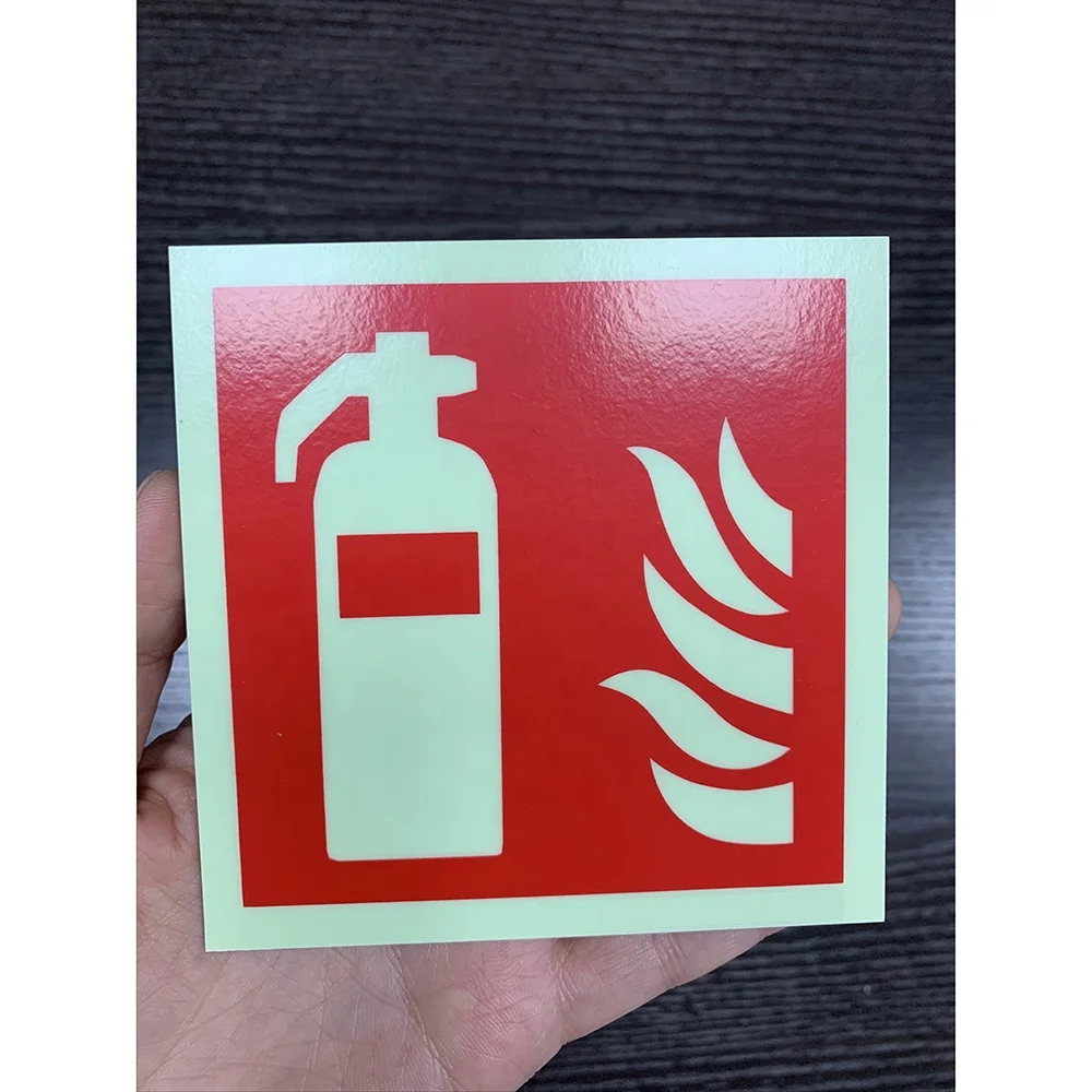 Custom PVC Fire Extinguish Sign Fire Extinguisher Sticker Glow in the Dark