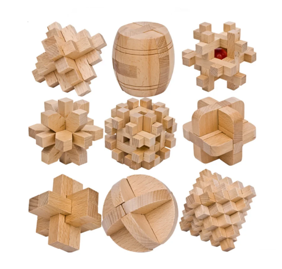 Wooden magic cube puzzle Wholesale High quality Beech Wooden Adult Children Unlock Toy Cube Educational Puzzle Game