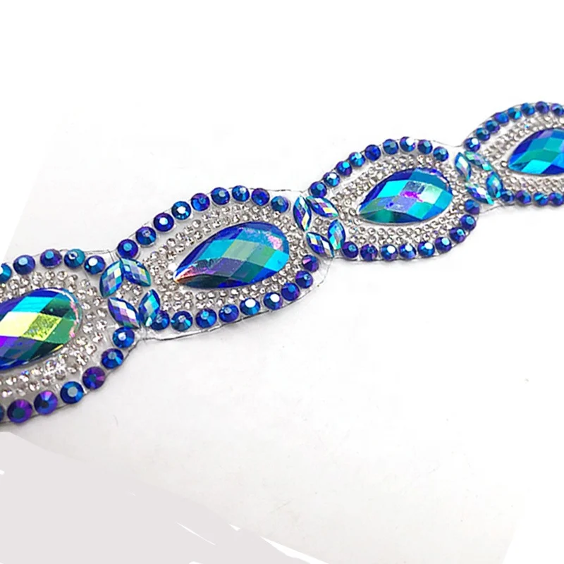 Wholesale Iron On  Resin Rhinestone Appliques Trimming Hot Fix Rhinestone Tape