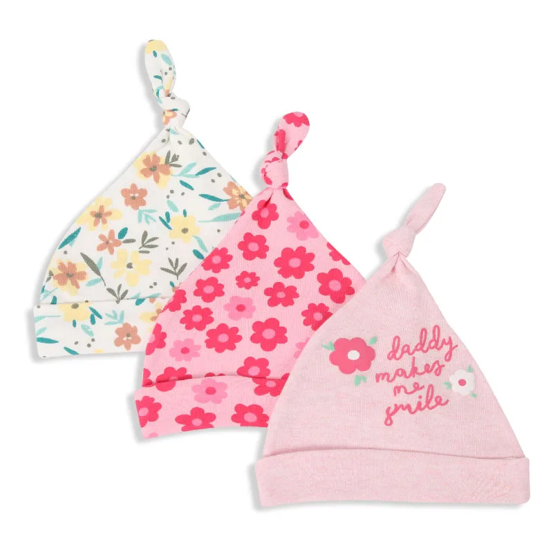 wholesale hot sale 3 pcs 4 season cotton Newborn beanies  cute baby hats
