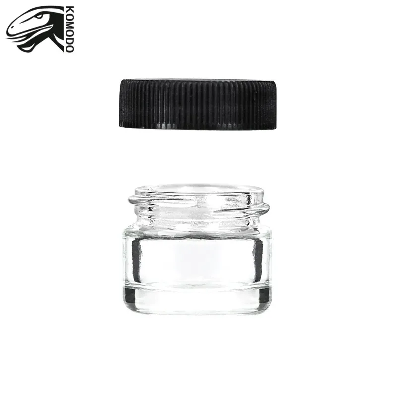 
New Arrival OEM Logo 5ML Small Transparent Round Childproof Glass Jar with Custom Packing 