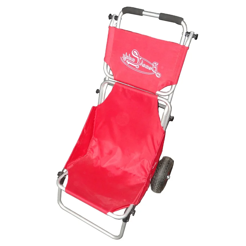 Red Folding Beach chair  fishing chair beach trolley