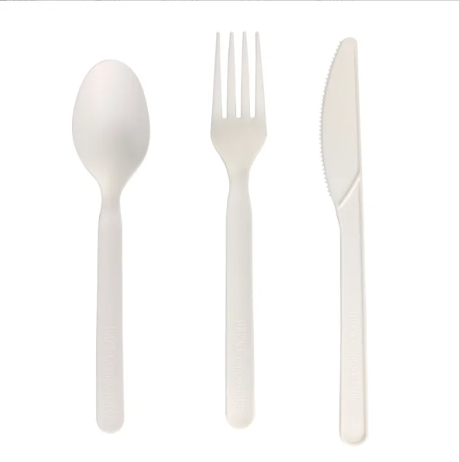 Disposable biodegradable Plastic Spoons Forks Knives and Plates Cutlery Set for Wedding Party
