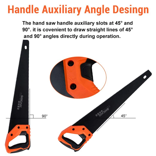 GHS03B-500, GARCARE 20 Inch Pro Hand Saw, Perfect for Sawing, Comfortable Ergonomic Non-Slip Rubber Handle,11 TPI