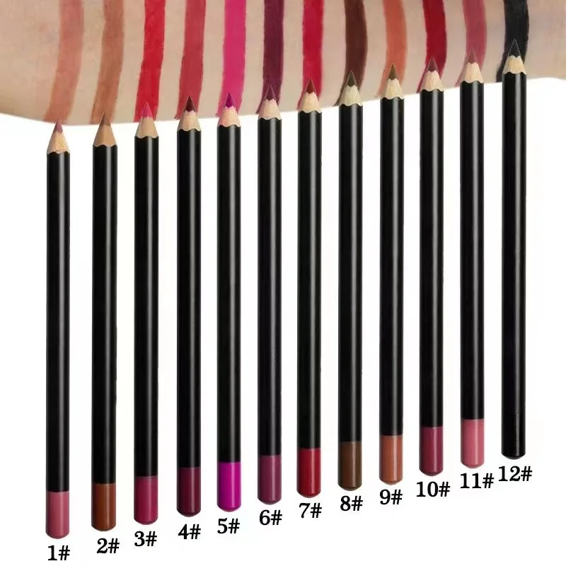 High Pigment 12 Color Vegan Creamy Wood Lip Liner Low MOQ Lip Liner