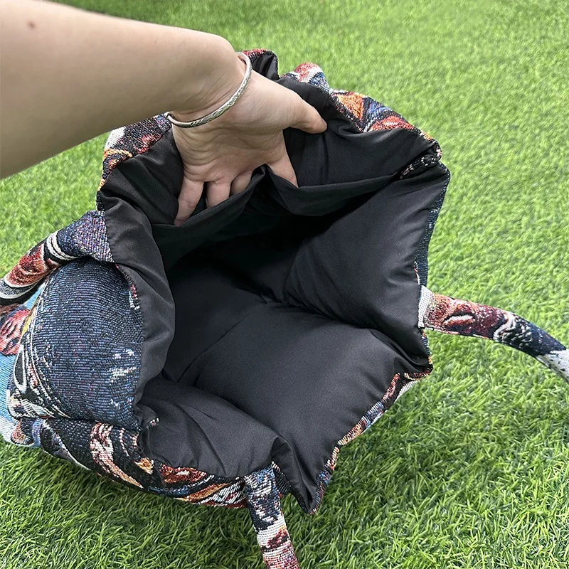 Custom Design Rad Wave rapper across filling cotton tapestry tote bags duffle bags with shopping bag