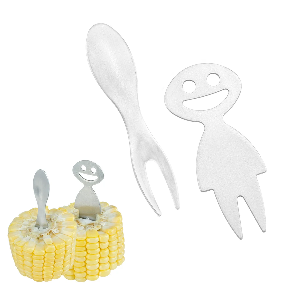 Mini Children Kids Fruit Fork Stainless Steel Corn Fork Kitchen Tablewares For Home Kitchen BBQ Party Buffet