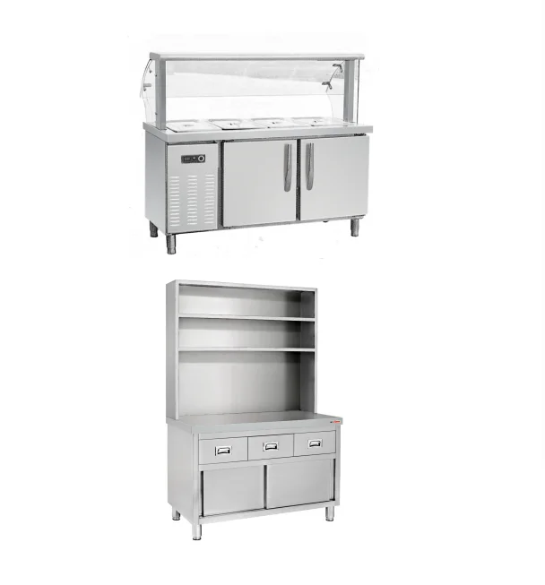 Bar Restaurant Stainless Steel Work Station Metal Table Cabinet Counter with Drawers Commercial Fresh Salad Cooler Refrigerator