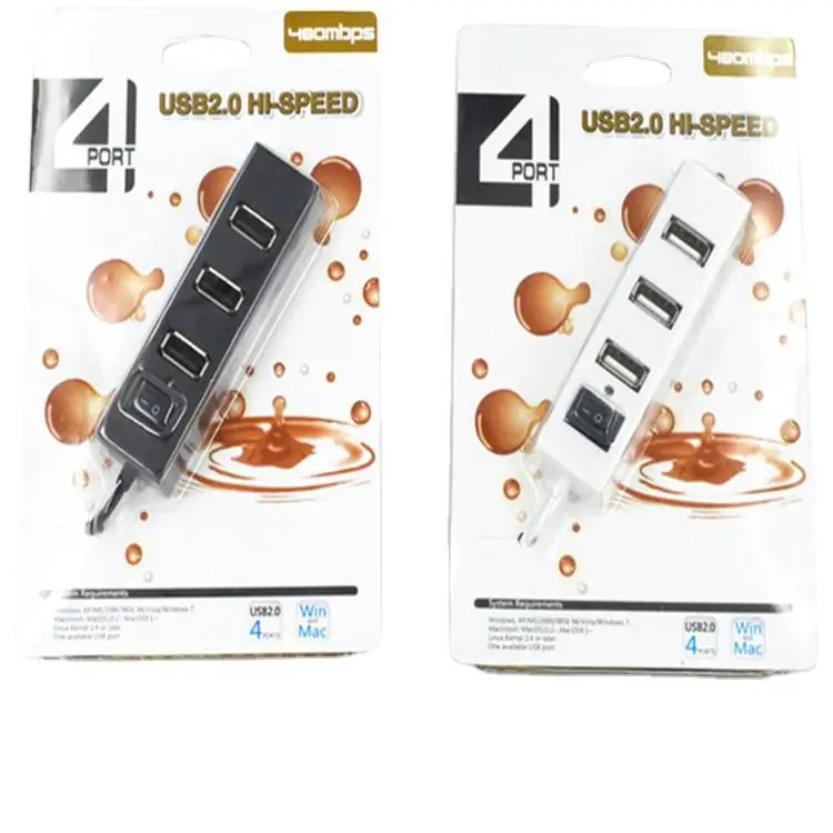 4-Port USB 2.0 Hub USB Multi Hub High Speed Data Transfer 4 in 1 USB Hub with switch