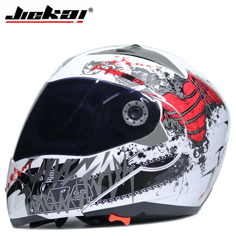 Motorcycle Dual Visor helmets Modular Flip Up helmet racing double lens capacete casco moto DOT ECE helmet JIEKAI 105