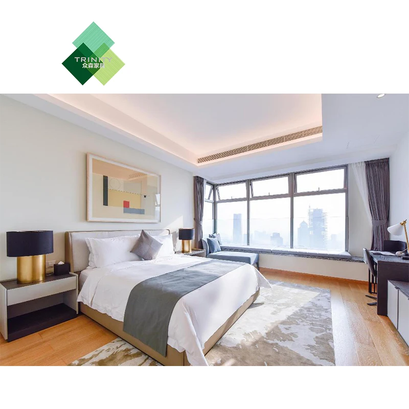 Современный комплект мебели из массива дерева королевского размера на заказ для спальни, виллы, отеля, квартиры