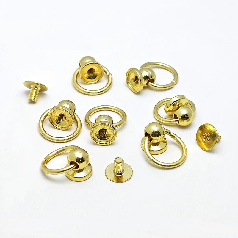 Bag Accessories Screwback Ball Studs Round Head Rivet with Pull Ring for Purse Wallet Phone Case