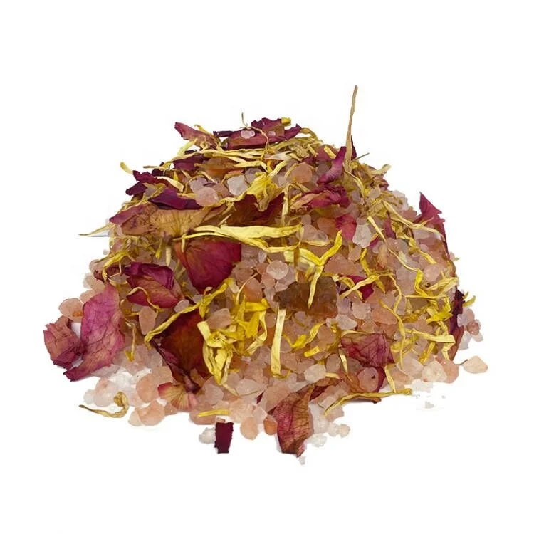 Bath Salts With Flowers Private Label Floral Scented Luxury Bath Salts Relaxation Rose Soak Scrub Pink Himalayan Bath Salt