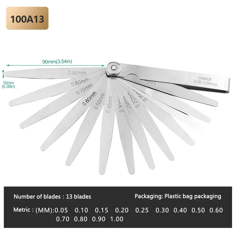 Multiple specifications Feeler Gauge Metric Size 0.01-1mm Thickness Gauge Set Valves Foliage of Valves For Measurement Probe Gap