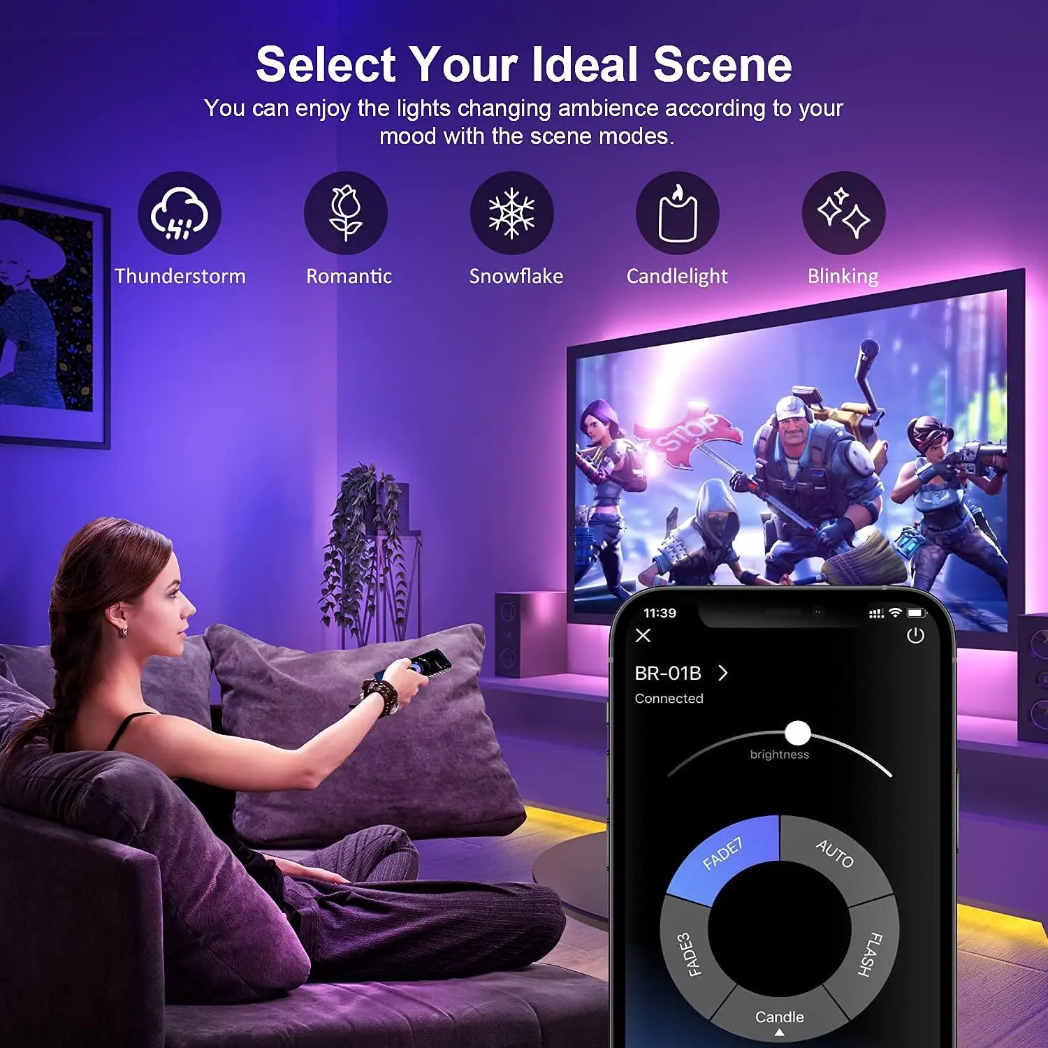 LED Strip 5V USB Controller with 44 Keys Remote Control RGB Color Changing LED Backlight TV