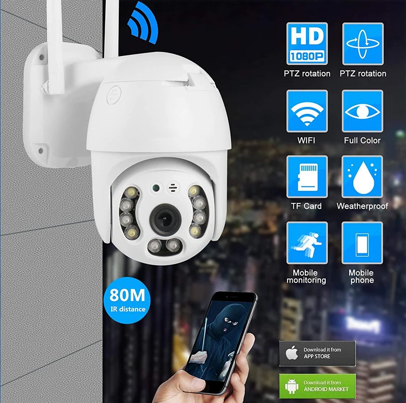  1080P PTZ WIFI Camera Long Range Outdoor Two Way Audio Dome Camara 2MP Security IP HD Motion Detection