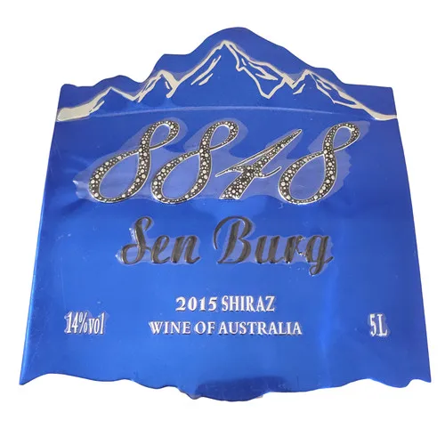 
glowing customized blue metal plaque sticker electroplating etched embossing wine label maker 