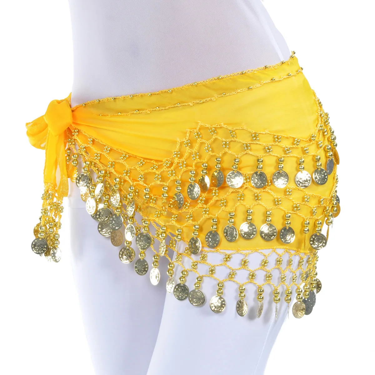 Женский набедренный платок для танца живота в форме волны с золотыми монетами