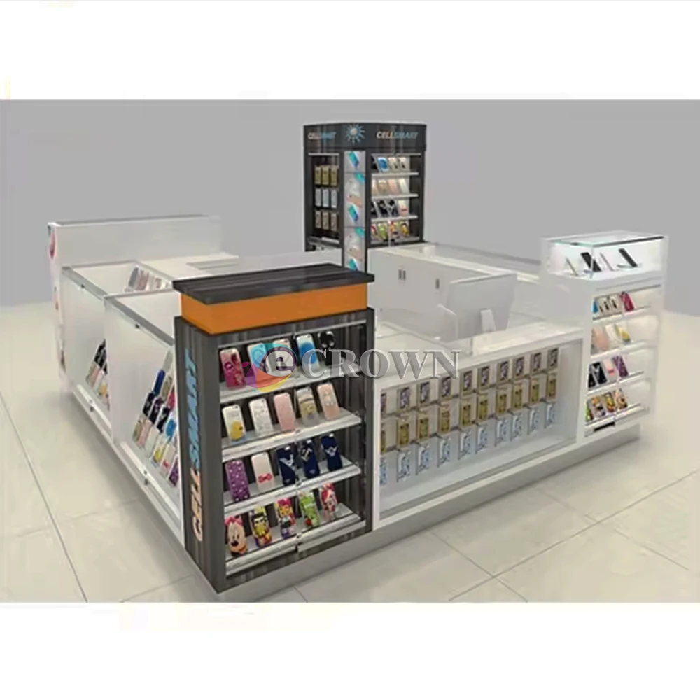 Retail Store Made Design Flannel Kiosk for Corian Phone Repair Cabinet ODM