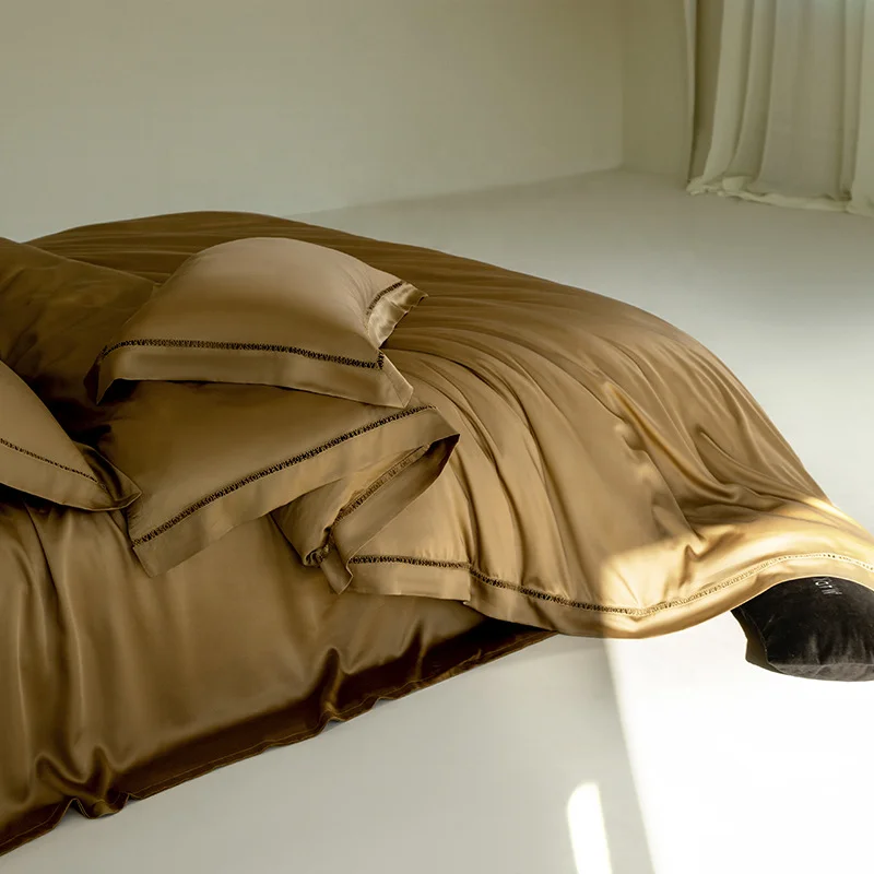 Комплект постельного белья из 100% эвкалипта Tencel Lyocell шелковистый мягкий и гладкий бамбуковый охлаждающий пододеяльник