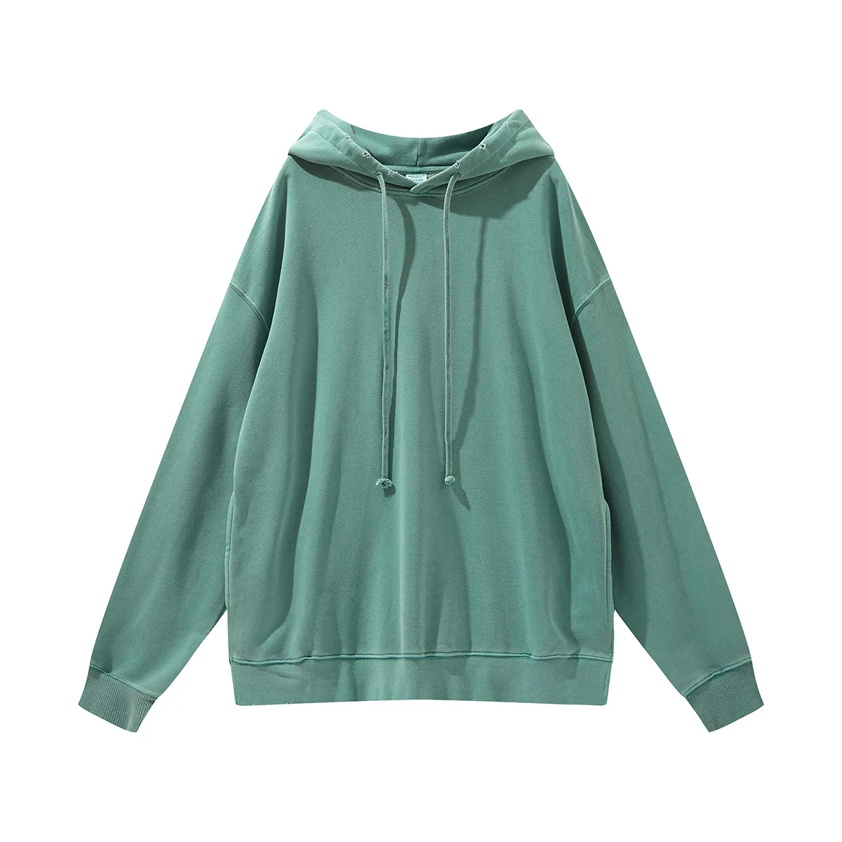 HG3349 High Quality Custom cotton 380GSM french terry pullover raw edge hem plain men hoodie