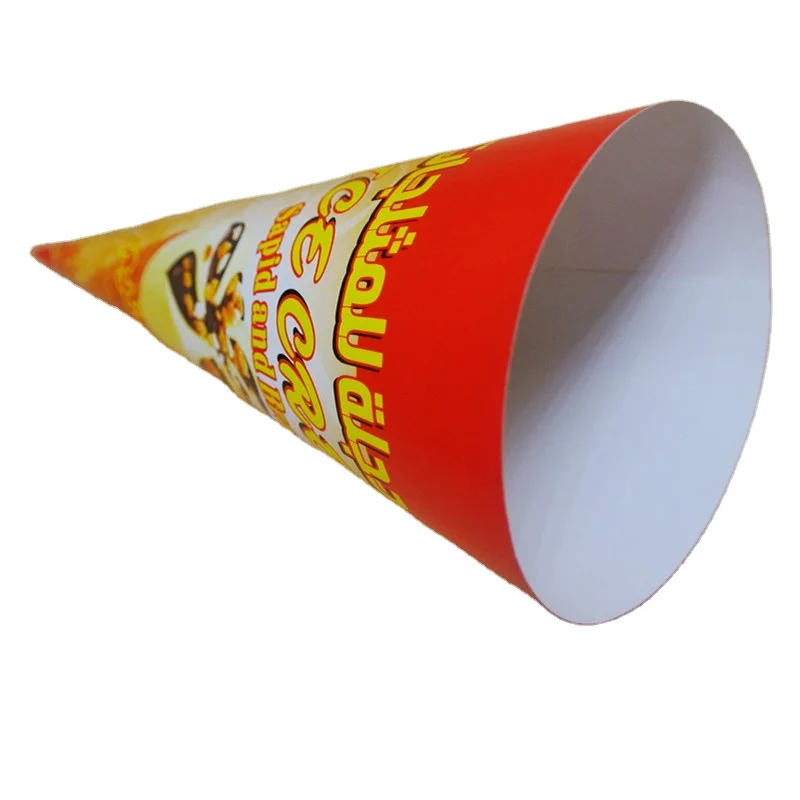 disposable paper foil cone cups holders for ice cream paper rolled cone sleeves cup with custom design printed logo