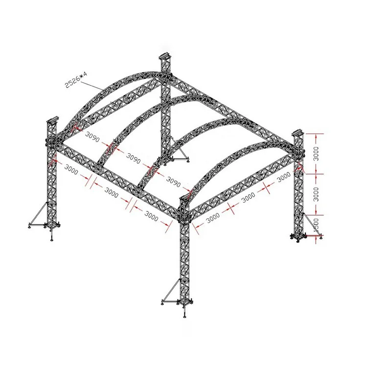 Complete stage system concert mobil stage arc decoration lighting curved roof truss lift arch truss system