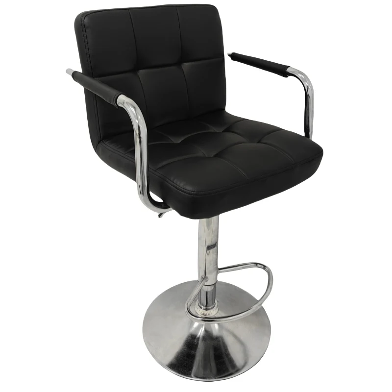Swivel Chrome Base Pu Leather Counter High Bar Stool Chair With Armrest