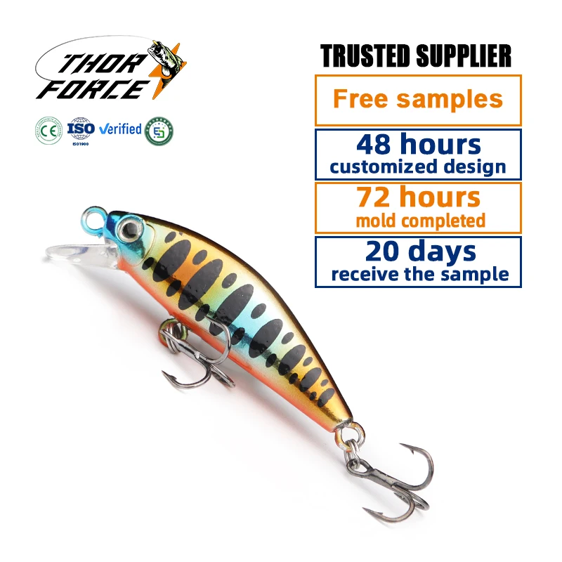 THORFORCE High quality 3D fisheyes 40mm/2.5g Laser effect Hard minnow baits with Treble hooks MINNOW fishing lure