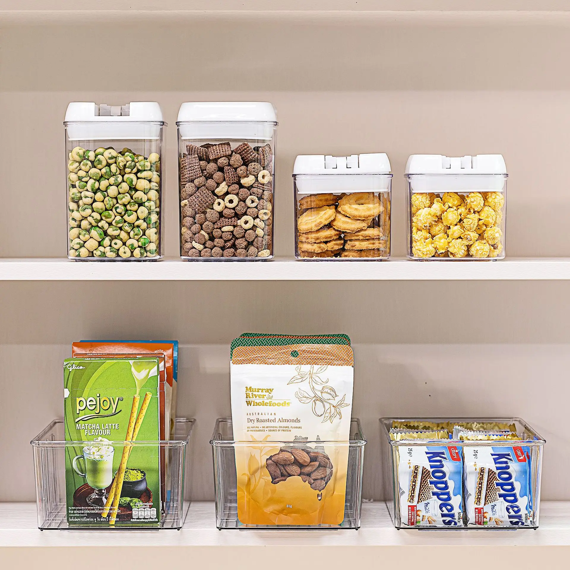 Plastic Food Storage Organizer Bins Divided Compartment Holder for Snacks Stackable Fridge Organizers for Freezer
