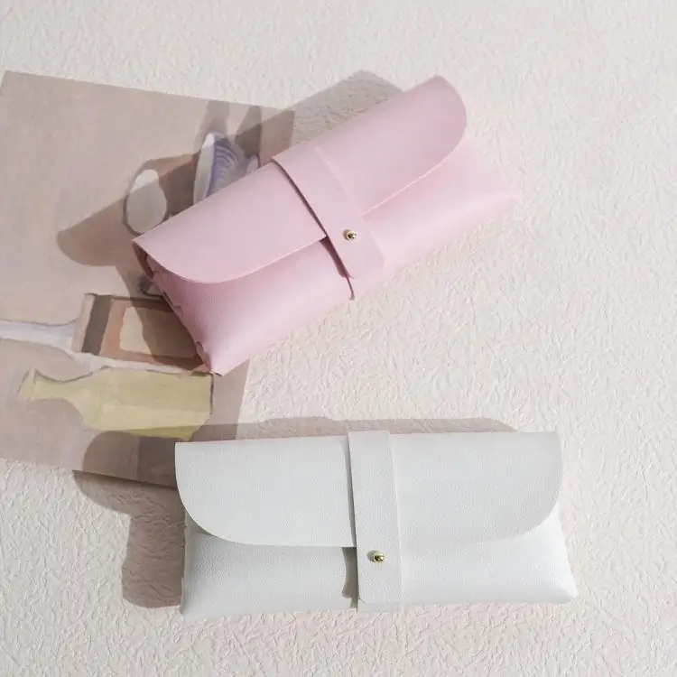 Retro Literary Simple Glasses Bag Soft Leather Glasses Case Ins Girl Portable Sun Sunglasses Bag Storage Bag Anti-pressure