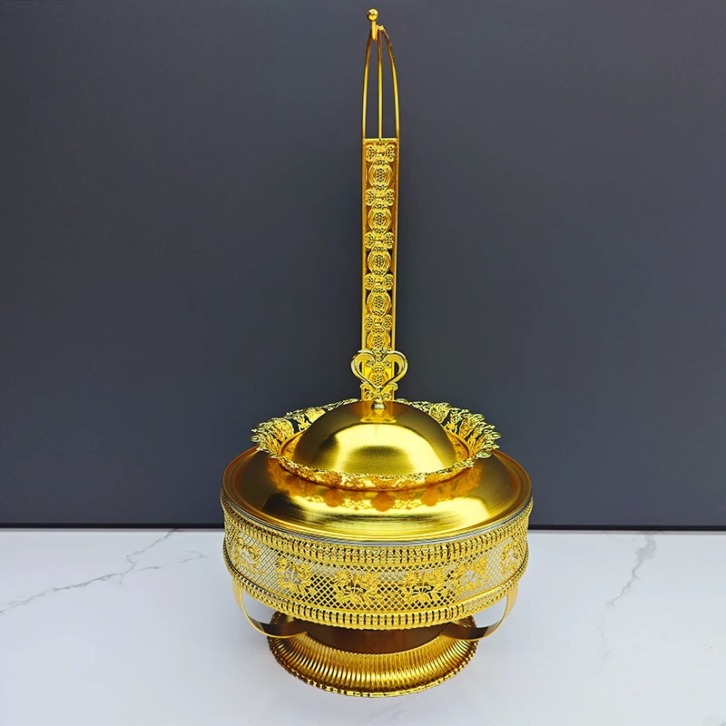 8L Gold Chefing Dishes Food Warmer Chaffing Dishes Buffet Catering Stainless Steel Hanging Chafing Dish For Sale