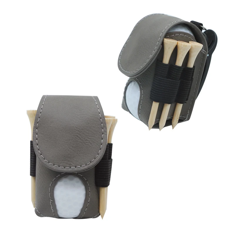 Outdoor Sport Portable Golf Tee Belt Bag Laser Engraving Products Pu Leather Mini Golf Ball Holder